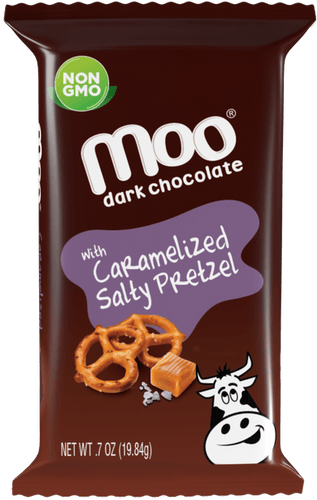 MOO NATURAL DARK CHOCOLATE w/ CARAMELIZED SALTY PRETZEL .7oz